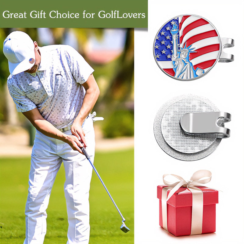 Cartoon American Flag Shaped Magnetic Metal Hat Clip Detachable Ball Position Mark Round Accessory