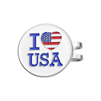 Cartoon American Flag Shaped Magnetic Metal Hat Clip Detachable Ball Position Mark Round Accessory