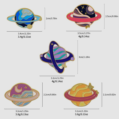 Space Alloy Brooch Planet Metal Badge