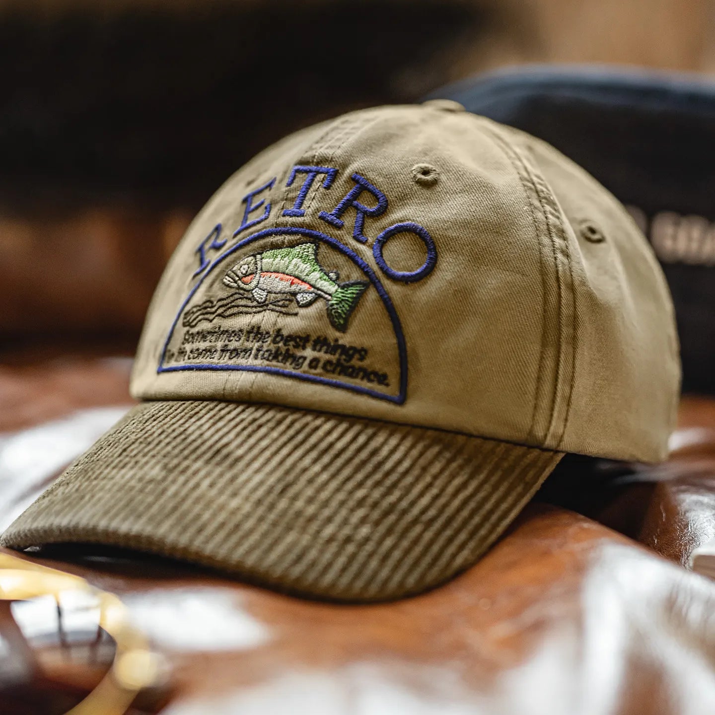 Retro Corduroy Brim Embroidered Cap