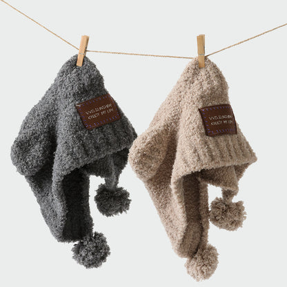 Teddy Fleece Teddy Bear Pom-Pom Versatile Warm Ear Flap Hat