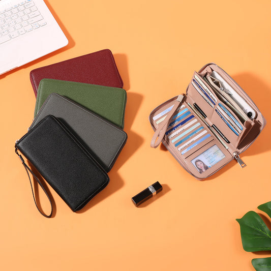 RFID Large Capacity Clutch Bag PU Bank Card Holder Wallet