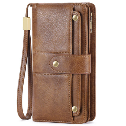 Anti-Theft Brushed Long Wallet Oil Wax Leather Women 70% off Wallet