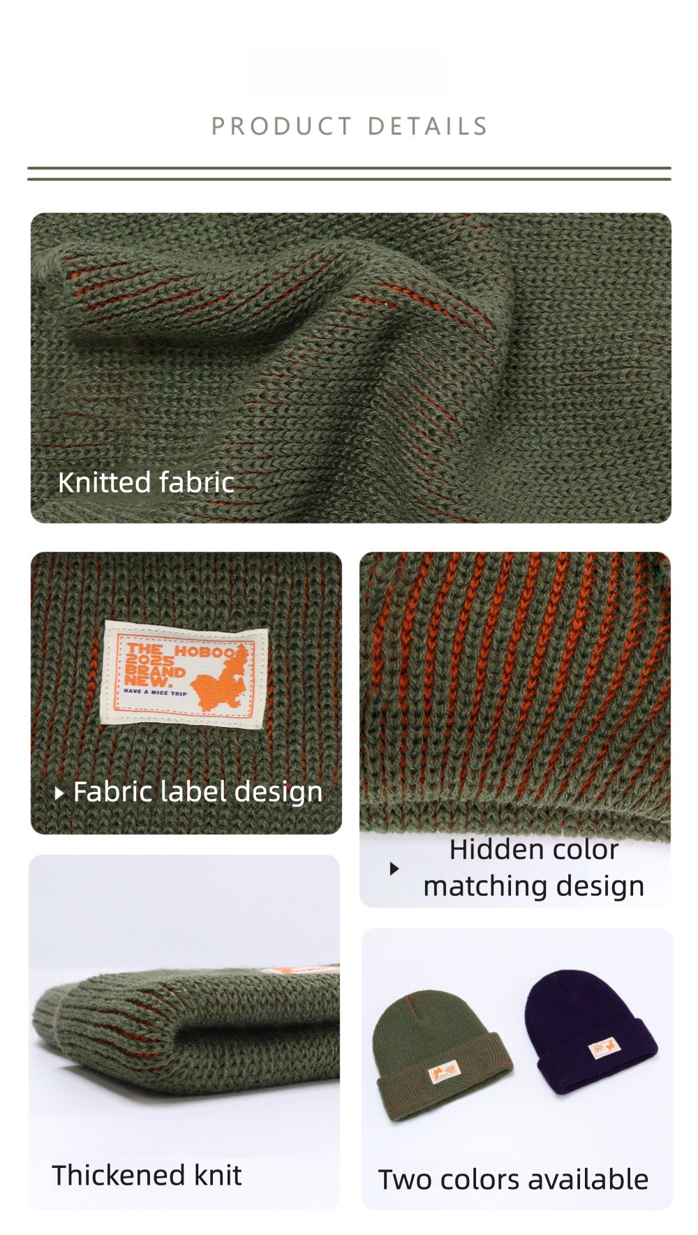 Color Block Knitted Cold-Proof Warm Beanie