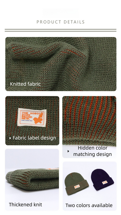 Color Block Knitted Cold-Proof Warm Beanie