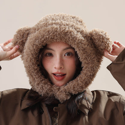 Plush Bear Balaclava Hooded Neck Warmer