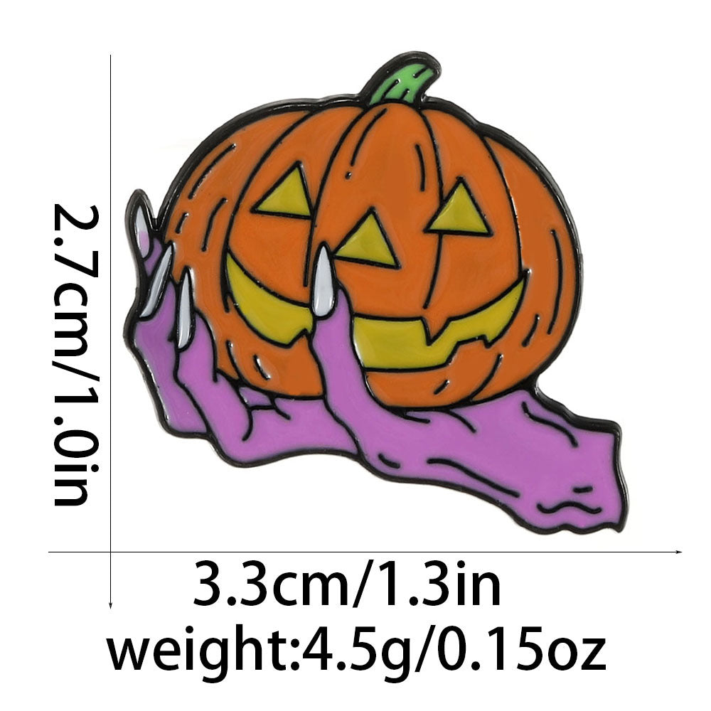 Halloween Brooch Magic Pumpkin Skull Ghost Metal Badge