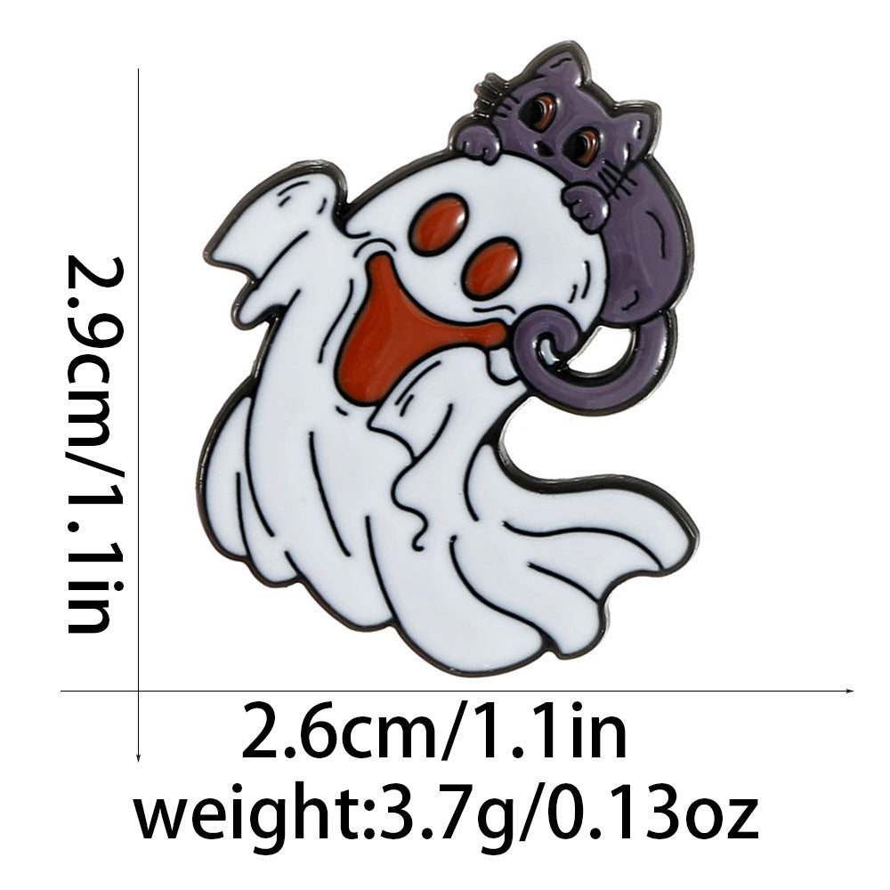 Halloween Brooch Magic Pumpkin Skull Ghost Metal Badge
