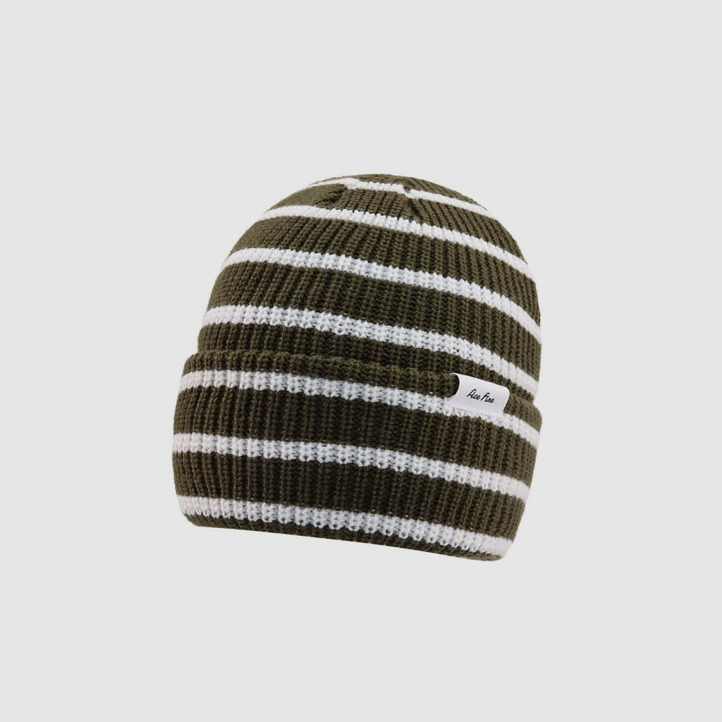 Label Striped Knit Beanie