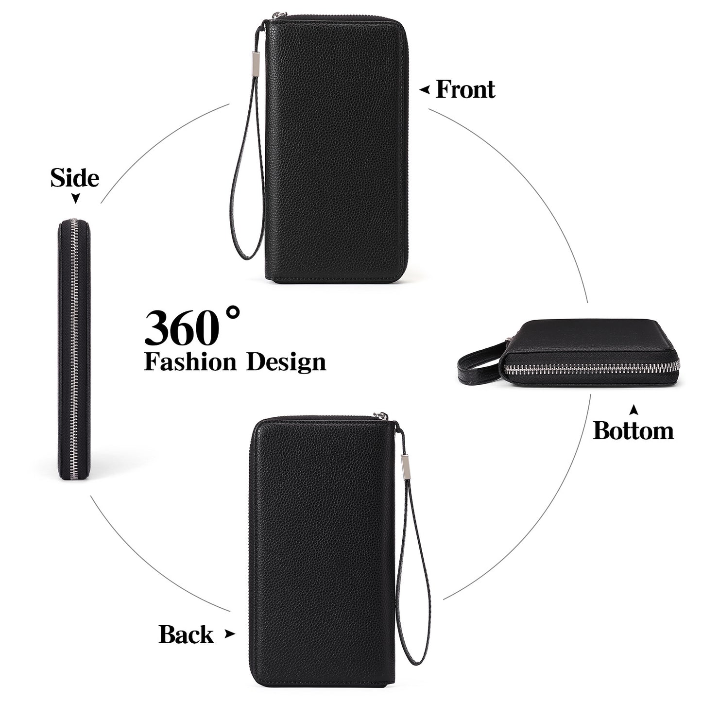 RFID Large Capacity Clutch Bag PU Bank Card Holder Wallet