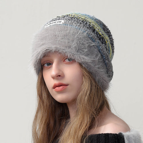 Color Block Striped Fleece Beanie