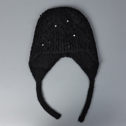 Warm Sequin Rabbit Fur Knitted Hat with Ear Protection