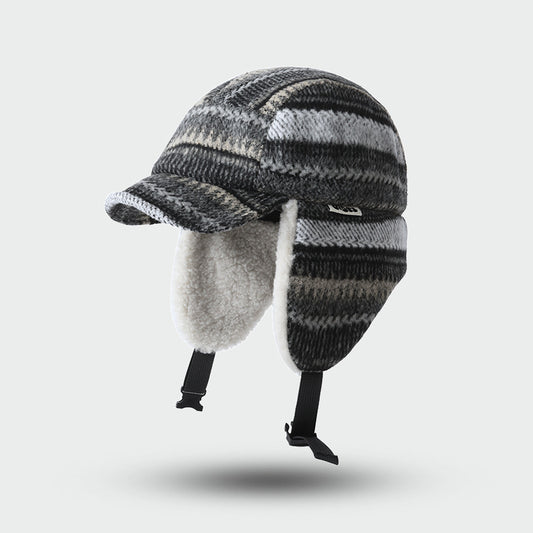 Winter Commute Stripe Colour-Block Fleece Trapper Hat