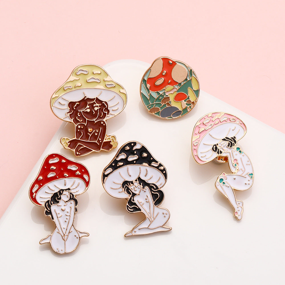 Yi Mushroom Harajuku Girl Brooch Badge