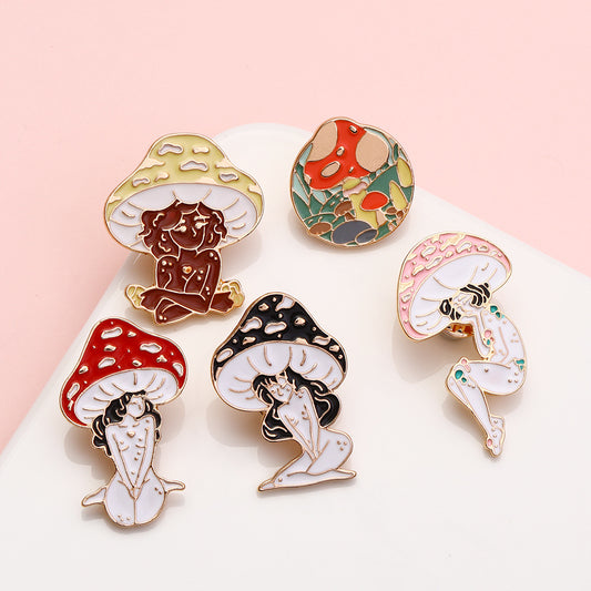 Yi Mushroom Harajuku Girl Brooch Badge