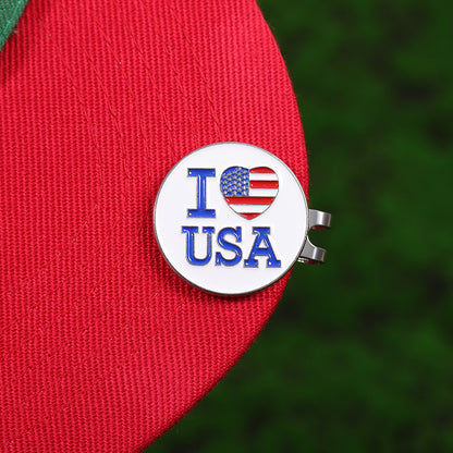 Cartoon American Flag Shaped Magnetic Metal Hat Clip Detachable Ball Position Mark Round Accessory