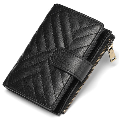 Anti-theft Brush Gift Box Set Small Chanel Style Embroidered Color Block Women's Short Wallet 70% off Purse