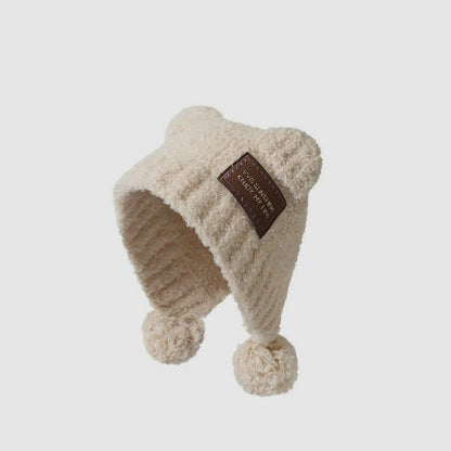 Teddy Fleece Teddy Bear Pom-Pom Versatile Warm Ear Flap Hat