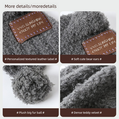 Teddy Fleece Teddy Bear Pom-Pom Versatile Warm Ear Flap Hat