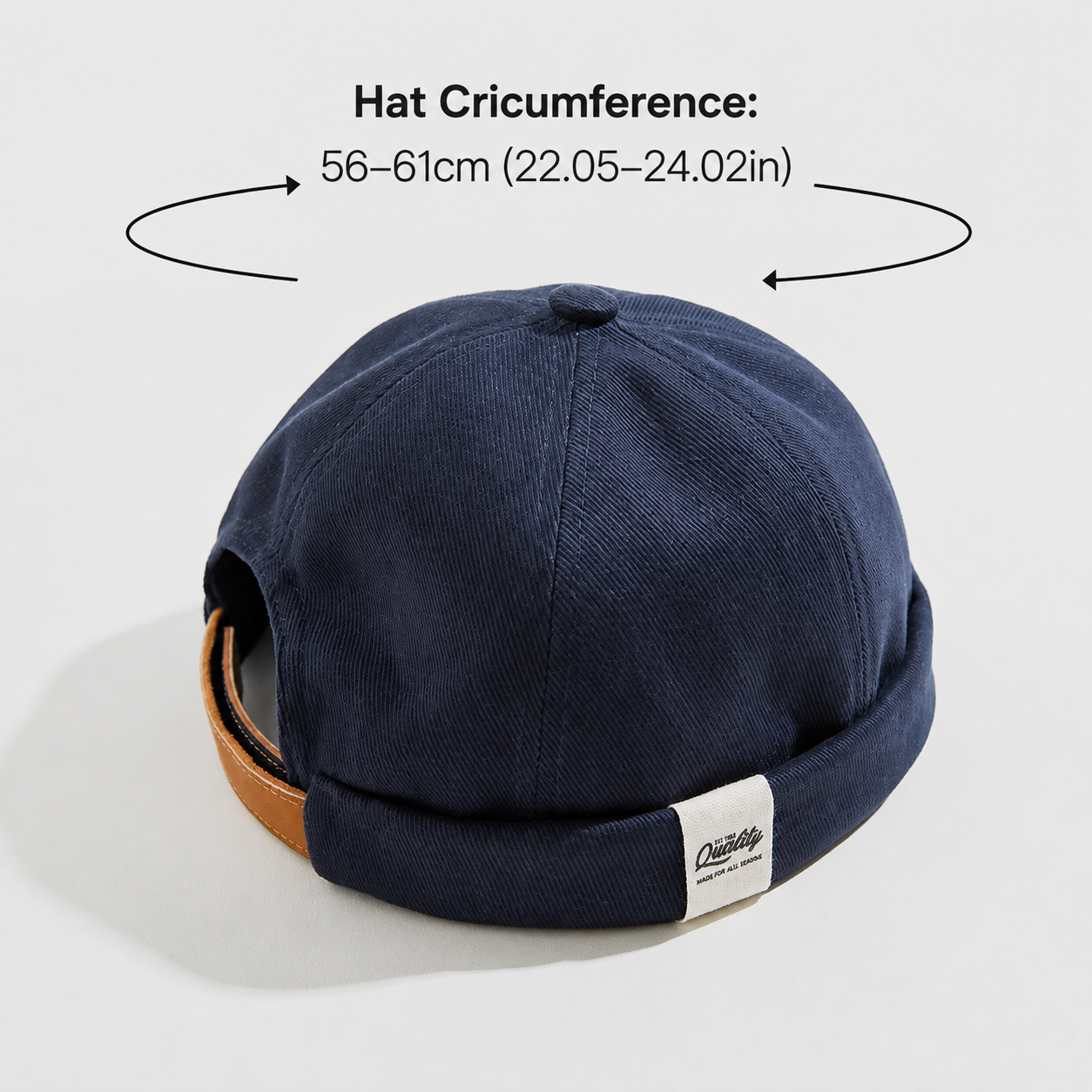 Navy Cotton Docker Cap – Adjustable Brimless Skull Cap with Contrast Strap