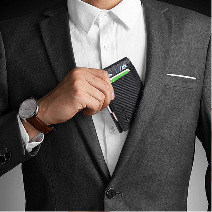 Gift Box Anti-Theft RFID Wallet Carbon Fiber Ultra-Thin Minimalist Foldable Wallet