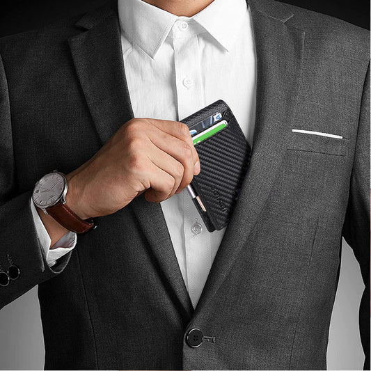 Gift Box Anti-Theft RFID Wallet Carbon Fiber Ultra-Thin Minimalist Foldable Wallet
