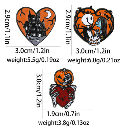 Halloween Skull Pumpkin Badge Brooch