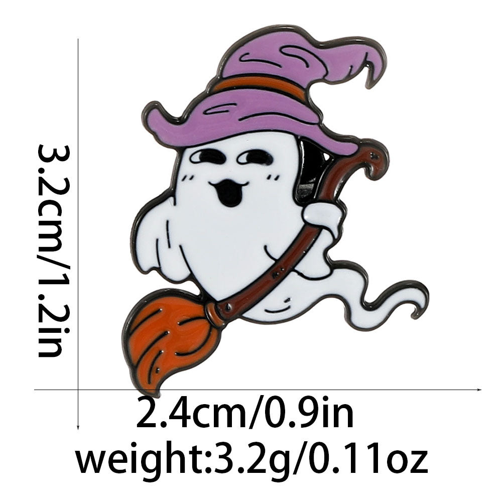 Halloween Brooch Magic Pumpkin Skull Ghost Metal Badge