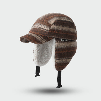 Winter Commute Stripe Colour-Block Fleece Trapper Hat