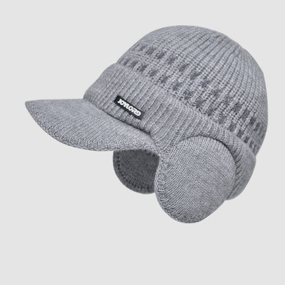Winter Fleece-lined Men's Sleeve Cap Earmuffs Hat Outdoor Cold-Proof Thermal Knitting Woolen Cap