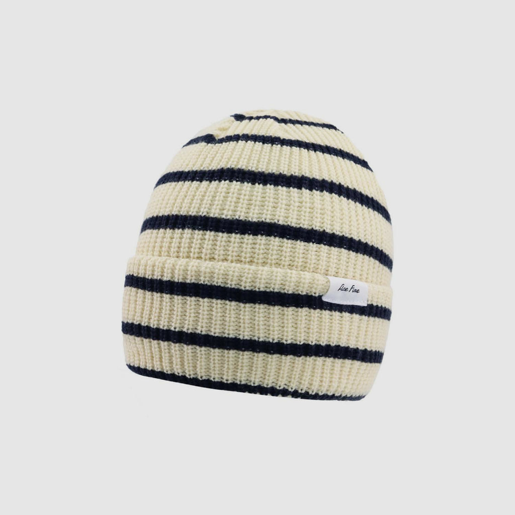 Label Striped Knit Beanie