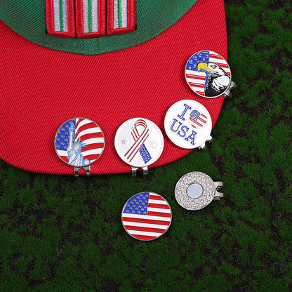 Cartoon American Flag Shaped Magnetic Metal Hat Clip Detachable Ball Position Mark Round Accessory