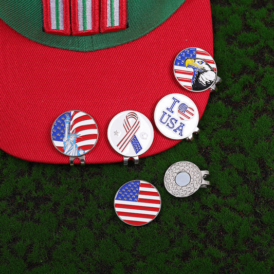 Cartoon American Flag Shaped Magnetic Metal Hat Clip Detachable Ball Position Mark Round Accessory
