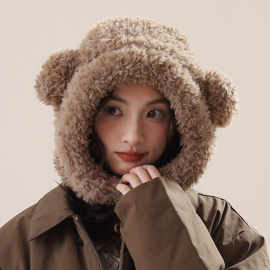 Plush Bear Balaclava Hooded Neck Warmer