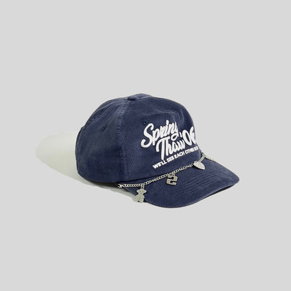 Detachable Chain Bracelet Corduroy Baseball Cap
