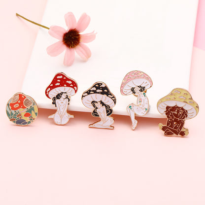 Yi Mushroom Harajuku Girl Brooch Badge