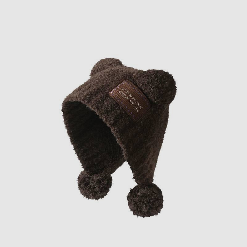 Teddy Fleece Teddy Bear Pom-Pom Versatile Warm Ear Flap Hat