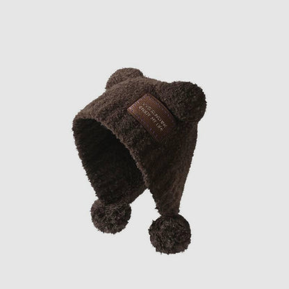 Teddy Fleece Teddy Bear Pom-Pom Versatile Warm Ear Flap Hat
