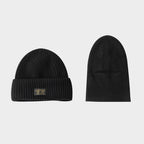 2-in-1 Cotton Ribbed Beanie Balaclava – Convertible Cuffed Knit Ski Mask