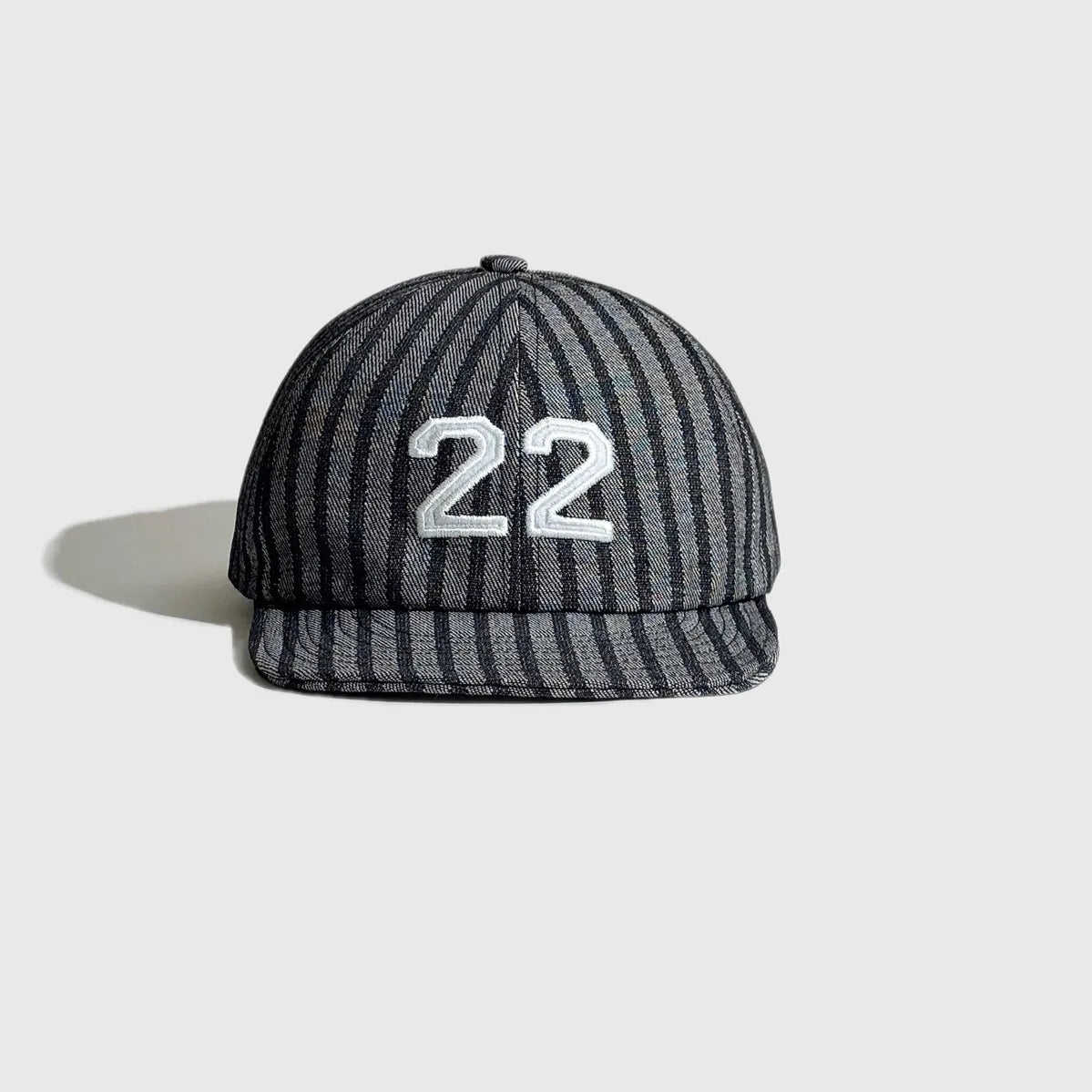 Striped Number 22 Embroidered Cotton Flat-Brim Cap