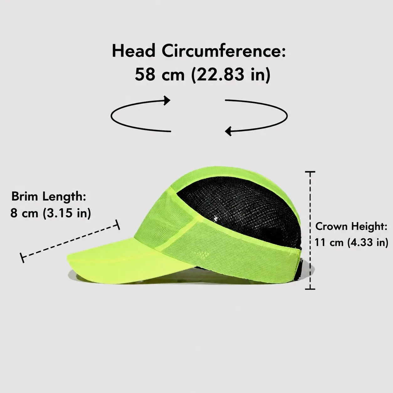 Unisex performance cap available in neon green pink and black colour options