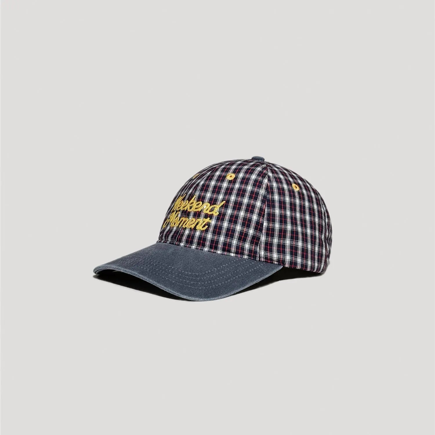 Black and red plaid nylon cap with vintage outdoor inspired design
