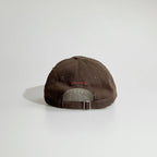 Adjustable brown cotton dad hat, metal buckle rear strap vintage baseball hat