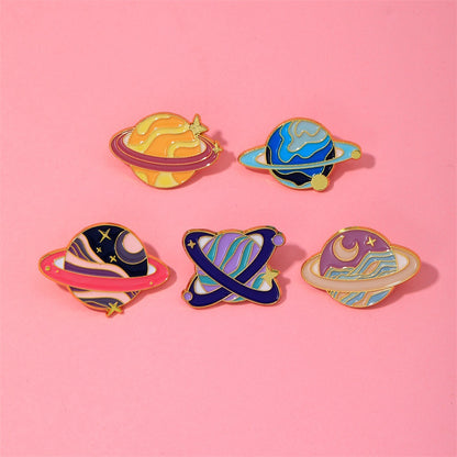 Space Alloy Brooch Planet Metal Badge