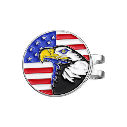 Cartoon American Flag Shaped Magnetic Metal Hat Clip Detachable Ball Position Mark Round Accessory