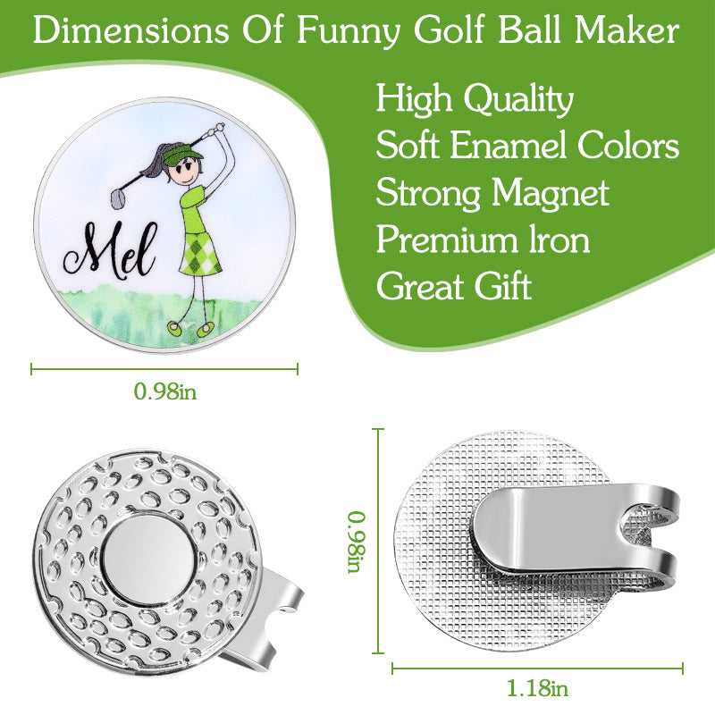 GOLF Metal Magnetic Ball Position Marker Personalized Golf Hat Clip Decoration