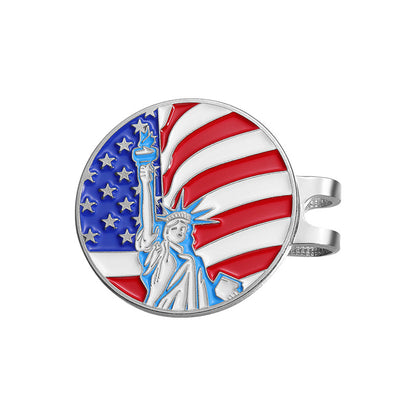 Cartoon American Flag Shaped Magnetic Metal Hat Clip Detachable Ball Position Mark Round Accessory