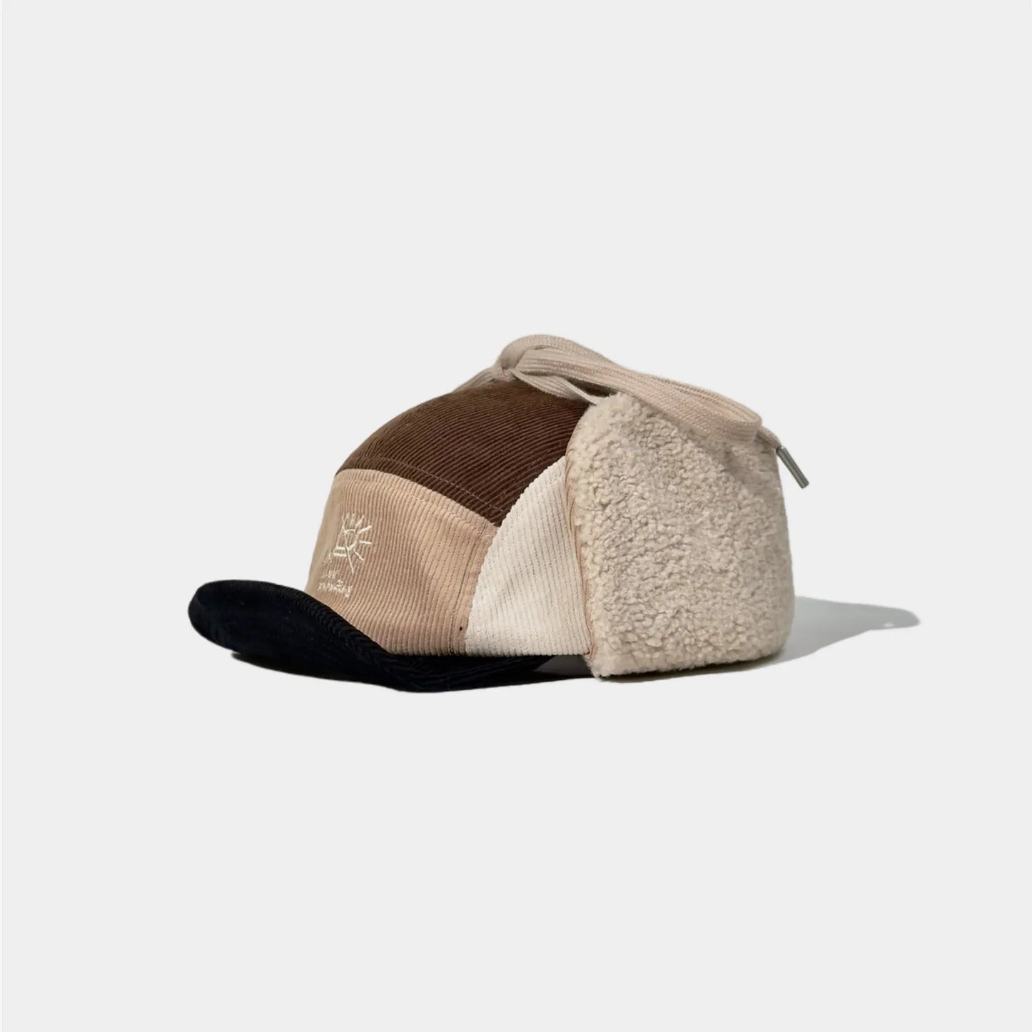 Corduroy texture winter hat with soft fleece ear flaps and retro outdoor appearance