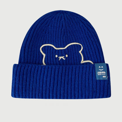 Bear Embroidered Knitted Hat