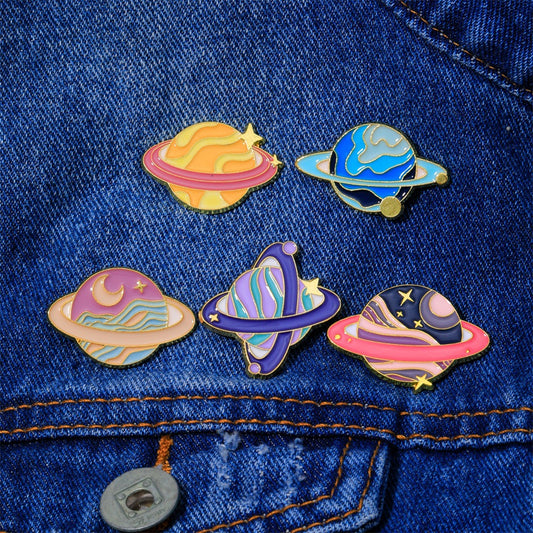 Space Alloy Brooch Planet Metal Badge